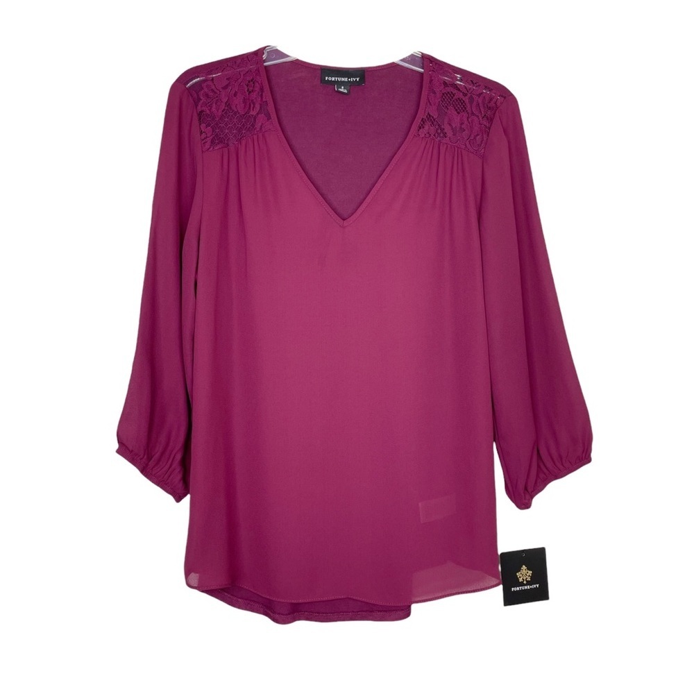 Stitch Fix l Fortune Ivy Anya Lace Detail Blouse, Small - Picture 5 of 10